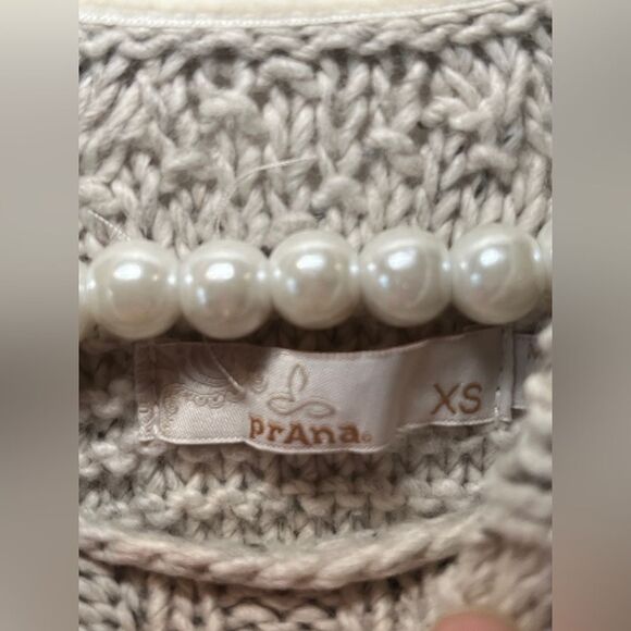 PRANA Sweater Nemma Oatmeal Chunky Knit Size XS Organic Cotton Blend - Picture 7 of 11